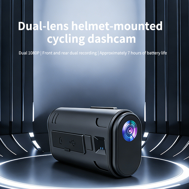 1080P Dual-Lens Motorcycle Helmet Action Camera, IP65 Waterproof with 140° Wide Angle and 3000mAh Battery
