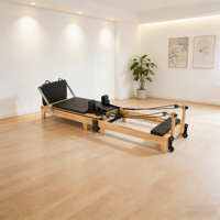 Reformer Pilates Standard en Bois de Chêne Durable, Pliable et Réglable, pour la Maison, la Salle de Sport, le Studio de Pilates et l'Utilisation Commerciale