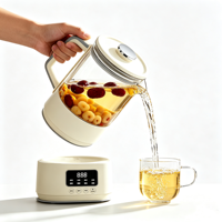 Bouilloire Électrique en Verre 1300ML, Pot de Santé Intelligent Multifonctionnel pour la Maison, Théière à Ébullition avec Design Floral