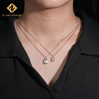 Collier tendance en argent 925 avec pendentifs taille émeraude et moissanite GRA pour femme
