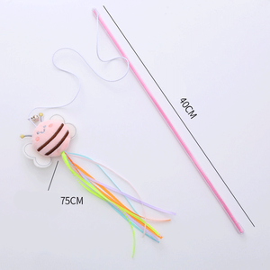 Jouets pour animaux de compagnie : Jouet interactif en peluche en forme d'abeille avec herbe à chat pour chats d'intérieur, baguette de jeu pour animaux, jouet de mouvement interactif - Product Image 6