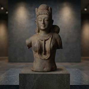 Buste de femme classique du Xe au XIIe siècle, objet d'archéologie |   Sculpture de temple indien médiéval, spécimen pour la diffusion académique et culturelle - Product Image 4