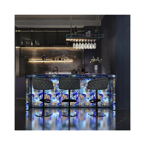 Barre éclairée en pierre naturelle translucide rétro-éclairée Sodalite Blue Jasper Crystal Quartz Agate Stone avec lumière LED - Product Image 1