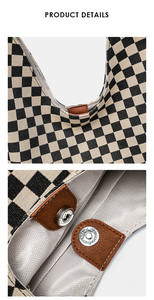 Nuova Borsa a Tracolla Hobo alla Moda in Pelle PU con Motivo a Quadri per Donne - Product Image 5