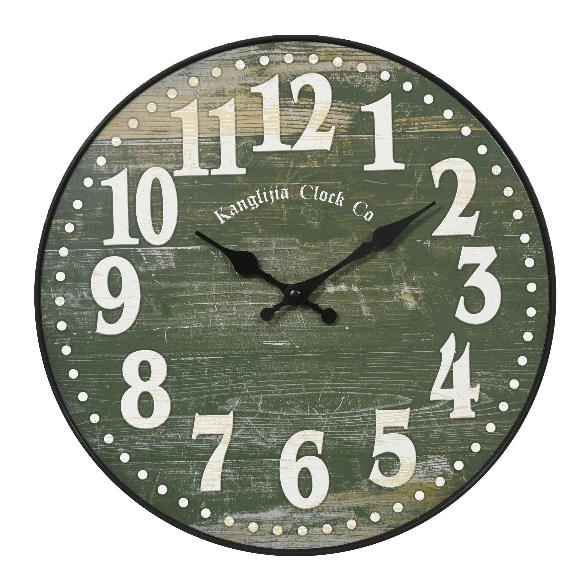 Clock For Wall 10 Inch Plastic And Deep Green Paper Face Panel For Promotion Or Gift Wall Clock