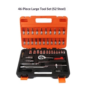 Jeu de clés <span class=keywords><strong>à</strong></span> cliquet SSS 46 pièces 1/4 pouce en acier au chrome-vanadium, outil manuel OEM pour <span class=keywords><strong>mécanicien</strong></span> automobile, kit d'outils avec mallette rigide pour la maison - Product Image 2