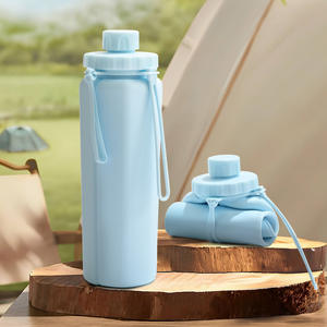 Portable Silicone <b>Sports</b> <b>Water</b> <b>Bottle</b> 500Ml Foldable Travel Drinkware Unisex Blue Green Yellow Purple Gray - Product Image 4