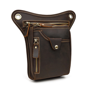 Sac de ceinture en cuir pour hommes européens et américains rétro Crazy Horse sac de jambe en cuir loisirs <span class=keywords><strong>sortie</strong></span> sac de téléphone portable 2025 - Product Image 3
