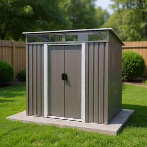 Caseta de Almacenamiento Metálica para Exteriores de 6 pies x 5 pies, Diseño de Acero Galvanizado con Placa Transparente para Organización del Jardín - Product Image 2