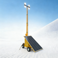 Tour d'éclairage solaire mobile avec 4 LED de 100W et mât de levage manuel de 6m, panneau PV, stockage d'énergie, génération d'électricité