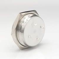 Bouton poussoir momentané miniature ultra-fin en métal de 30 mm, étanche, éclairé par LED bleue 12V