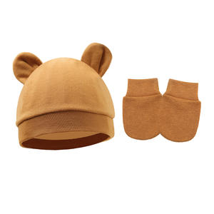 Ensemble 2 pièces bonnet uni et <span class=keywords><strong>gants</strong></span> anti-rayures avec oreilles <span class=keywords><strong>de</strong></span> <span class=keywords><strong>Mickey</strong></span> pour nouveau-né 0-3 mois – Chaud et transfrontalier - Product Image 2