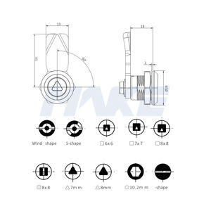 מנעול קאם משולש מסגסוגת אבץ MK407-2 לסיבוב רבע סיבוב לארון חשמל, תיבת דואר וארגז כלים - Product Image 4