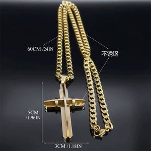 Collar de Cruz de Acero Inoxidable para Hombre, Colgante Geométrico y Tridimensional, Collar de Acero Inoxidable Estilo Hip Hop - Product Image 3
