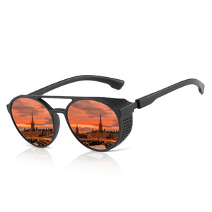Gafas de Sol Polarizadas Clásicas de Doble Puente Negras Estilo Steampunk de Alta Calidad para Hombre, Nueva Tendencia, Azul Claro Transparente - Product Image 2