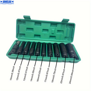 Jeu de douilles pour clé à chocs 11 pièces |   Adaptateur 1/2 avec adaptateur - Acier au carbone, outil hexagonal interne de 10-24 mm pour la réparation automobile - Product Image 3