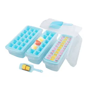 Hot Sale New Design Silica gel Cover 12/18/33 Grid Popsicle Silicone Ice Tray Multifunction Ice Mold