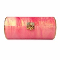 Pochette de soirée en acrylique pour femme, motif marbré, coque rigide, sac à bandoulière avec chaîne, sac à main cylindrique long pour fête et mariage