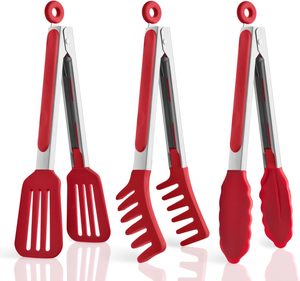 Juego de 4 Pinzas para Barbacoa de Acero Inoxidable de Grado Alimenticio con Mango Largo, Rejilla de Plástico para Barbacoa y Pinzas para Carne, Duraderas para Hornear - Product Image 1