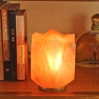 Lampe en sel de l'Himalaya sculptée à la main en forme de fleur, artisanat naturel, lampe en sel rocheux, décoration d'intérieur, veilleuse, Noël
