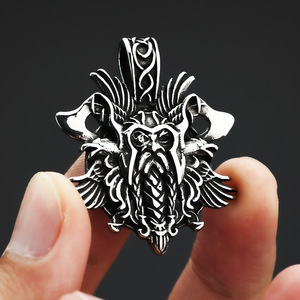 Yunnique-collar con colgante vikingo de acero inoxidable para hombre, diseño de doble hacha, forma de cara, patrón geométrico, joyería de regalo - Product Image 4