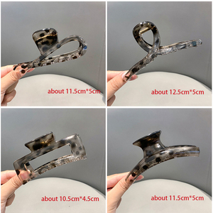 Ngọt Ngào Mát Trong Suốt Grey Leopard Tóc Clip Mới Tiên Tiến Phụ Nữ Lớn Móng Vuốt Tóc Elegent Vuông Chéo Một Dòng Cá Mập Clip - Product Image 6