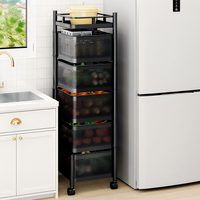 Vente en gros Multilayer 360 °   Étagère de rangement rotative, chariot de cuisine mobile pour fruits et légumes, chariot à roulettes avec roues
