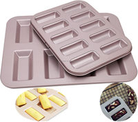 Moule à financiers 8 cavités en acier au carbone antiadhésif, plaque à gâteau rectangulaire pour pâtisserie DIY, chaleur uniforme, démoulage rapide, qualité alimentaire