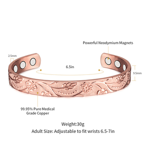 Pulsera de Cobre para Mujer Energinox, 99.9% Sólida, Hipoalergénica, Curativa, Terapia Magnética Pura - Product Image 3
