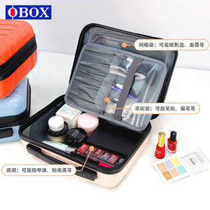 Trousse de maquillage Obox 12 pouces, sac cosmétique portable avec compartiment zippé pour voyage et rangement, couleurs macaron - Product Image 1