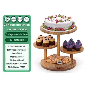 Support rond à 4 étages pour 50 cupcakes, support à gâteau en bois avec décor de plateau à plusieurs niveaux, décor de plateau à plusieurs niveaux pour ferme