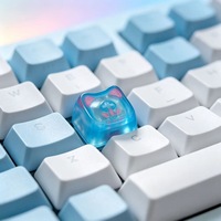Custom Epoxy Resin Cat Shape Jelly Keycaps Black/Blue/Pink Single ESC Keycaps for Fidget Toy and Mx Switch Mechanical Keyboard