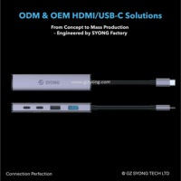 SYONG ODM OEM Usine 5-en-1 USB C X3 USB-A X2 Hub avec 4 ports USB 3.0 USB2.0 et 100W Power Delivery pour Anker pour HP