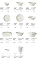 Ensemble de vaisselle en céramique fine, motif floral bleu minimaliste moderne, impression de décalcomanies, tasse, bol, assiette