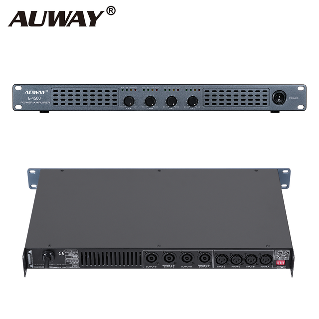 Auway E-4500 GaN 500W 4-Channel 4 Ohm Digital Power Amplifier for Home Theater & Wedding Events