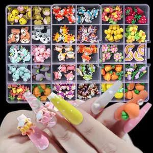 ND1454 Nail Art Charm 10 Lưới Hỗn Hợp Dễ Thương Bee Cat Elephant Flower Cỏ Cô Gái Thổi Bong Bóng Trang Sức Cho Nail Art Trang Trí