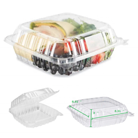 Boîte à gâteau/salade carrée à charnière en plastique transparent populaire 8*8