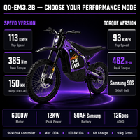 Moto tout-terrain électrique 2026 avec moteur central 72V 3000W, vitesse maximale de 85 km/h, en alliage d'aluminium, 3 vitesses, batterie au lithium