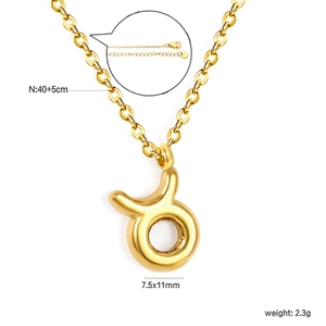 สร้อยคอ 12 ราศี ชุบทอง 18K PVD สร้อยคอแฟชั่นสแตนเลสสตีลแบบใหม่ พร้อมจี้ห้อย สร้อยคอสำหรับผู้หญิง - Product Image 5