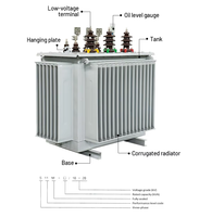 Transformateur haute tension 11 kV, type refroidissement à l'huile, transformateur de distribution 250 kVA avec certification CE