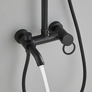 Ensemble de douche mural extérieur en laiton et céramique pour hôtel et appartement, avec pommeau de douche pluie à jet doux et mitigeur 3 voies - Product Image 1