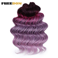 Extensions de cheveux synthétiques à tresser au crochet, 16 pouces, ondulations profondes, pour blondes, brunes, roses, colorées, 3 mèches, 300g