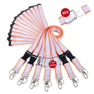 Wholesale Custom Detachable Mini Aluminium Seatbelt Airline Buckle Lanyard Delta Airlines Heat Transfer Design Made of Polyester - Product Image 1