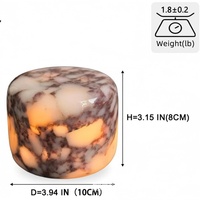 Lampe de table en marbre artisanal de luxe Telazzo, rechargeable par type C, commande tactile, sans fil, design cylindrique compact, décoration d'intérieur
