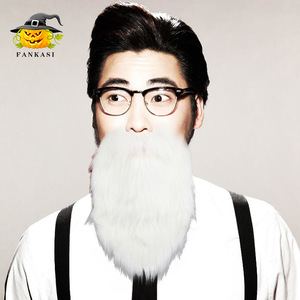 Barba de Halloween Larga en Forma de Corazón, Gris, Blanca y Negra, de Poliéster, Accesorio de Disfraz Unisex - Product Image 3