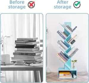 Estantería Moderna de Madera con Forma de Árbol, Librería Retro de 6 Estantes, Mueble Alto de Madera para Almacenamiento de Libros, CDs y Películas - Product Image 6