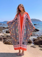 Gaun Kaftan Abaya Elegan V-Neck Wanita, Gaun Maxi Longgar Ukuran Besar, Jubah Arab Gaun Etnik Afrika Bermotif untuk Wanita, Pakaian Pantai dan Sehari-hari