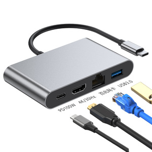 Multi-Port4-in-1 Type-C HUB Bộ chuyển đổi USB C USB3.0 + 100Mpbs Ethernet + HDTV 4K30hz + PD 100W Bộ chuyển đổi Dock USB C HUB - Product Image 3