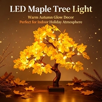 Lampe de bureau DIY en plastique en forme de feuille d'érable pour l'automne, double alimentation (batterie et USB), commande tactile, base amovible, pour la maison et les fêtes