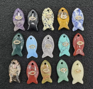 Colgante de ojo de pez de piedra semipreciosa de ágata de cristal Natural, collar de mariposa DIY, collar con colgante verde de cristal rosa de ojo de tigre - Product Image 6